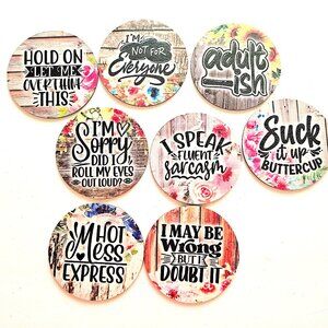 Funny Sarcastic Cork Coasters Set 8, Floral, Rustic, Quotes, Home Office Drink